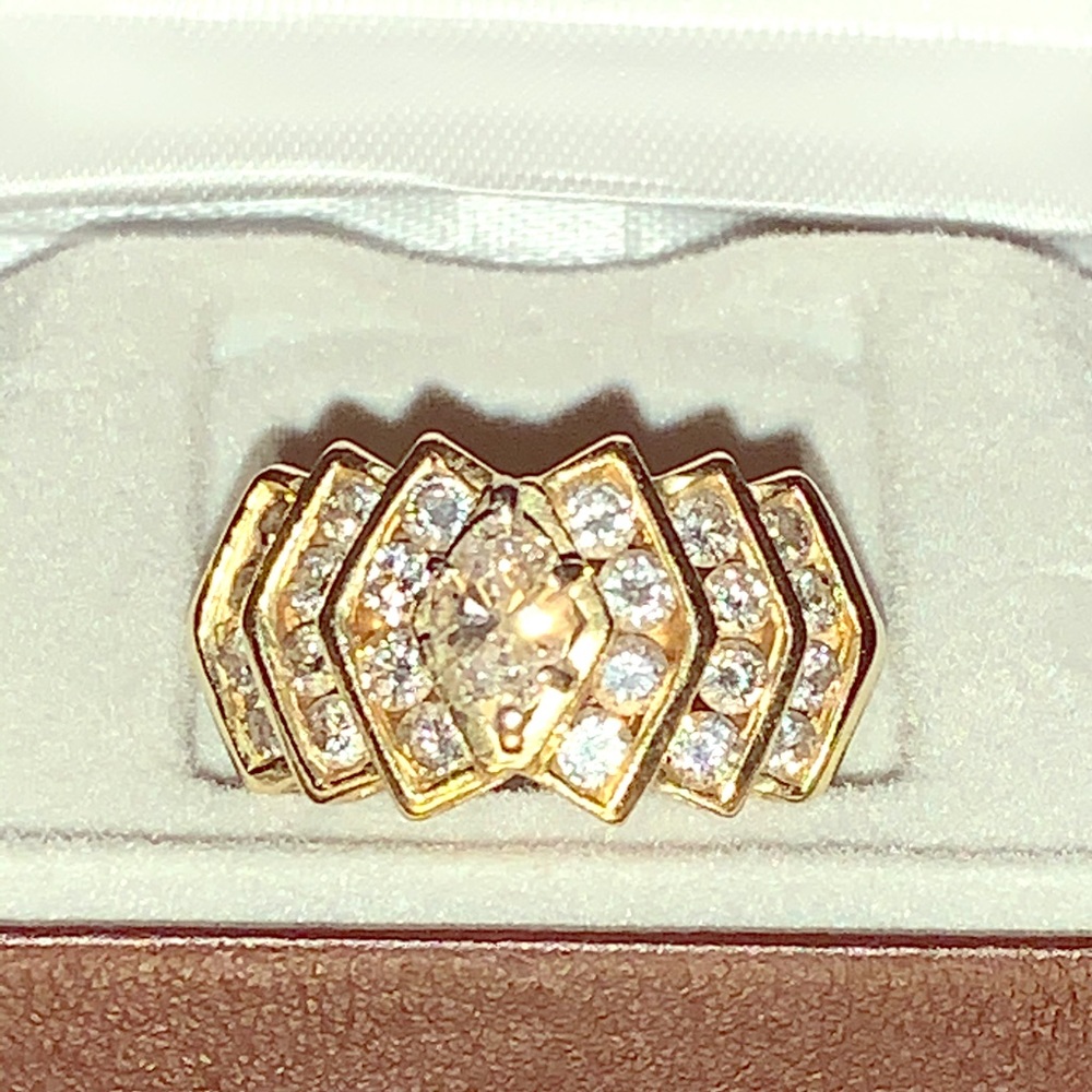14K 2.00CTW YG Natural Diamond Ring Size 6 1/2